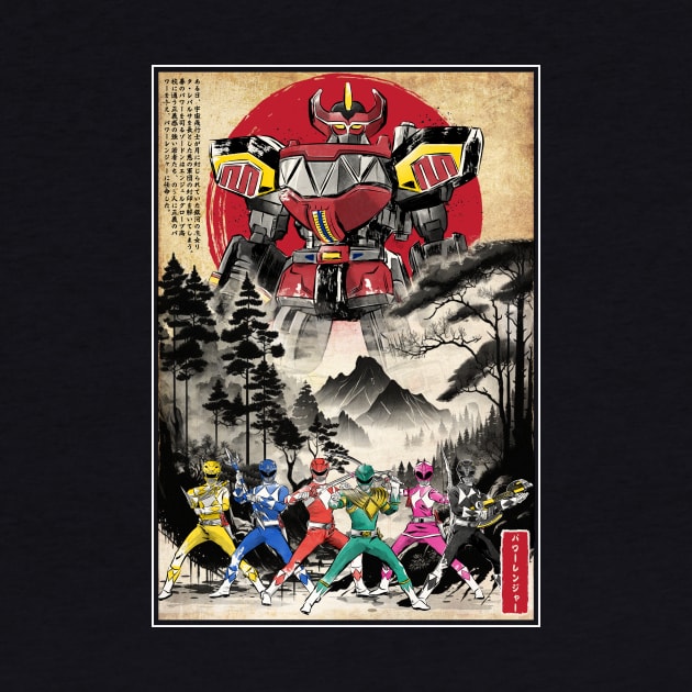 Rangers in Japan woodblock by DrMonekers